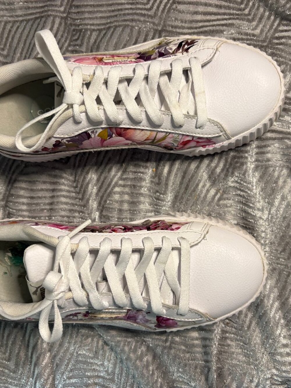 Upcycled Floral Sneakers | Hand-Embellished Puma Shoes | Women’s Size 8 - Picture 3 of 7